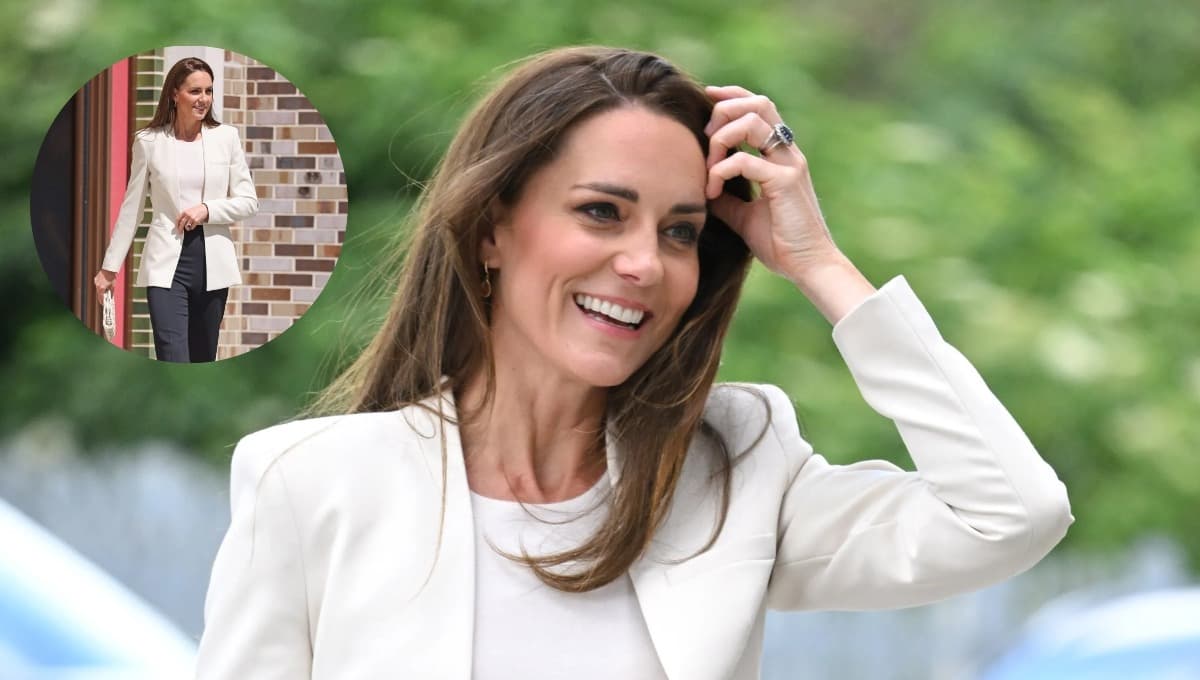 Kate Middleton muestra cómo usar blazer blanco con zapatillas altas y lucir elegante