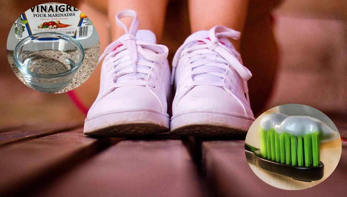 Deja tus tenis blancos con ESTE truco con vinagre y pasta dental