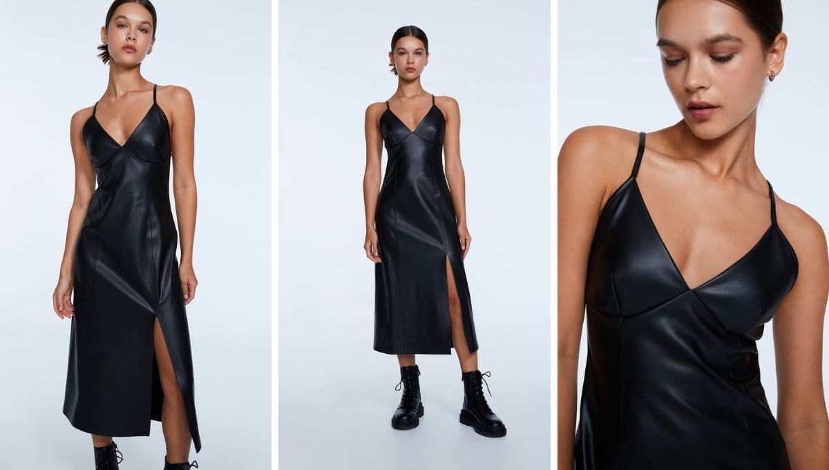 El vestido con efecto de piel que tiene Stradivarius y hará resaltar tu cintura