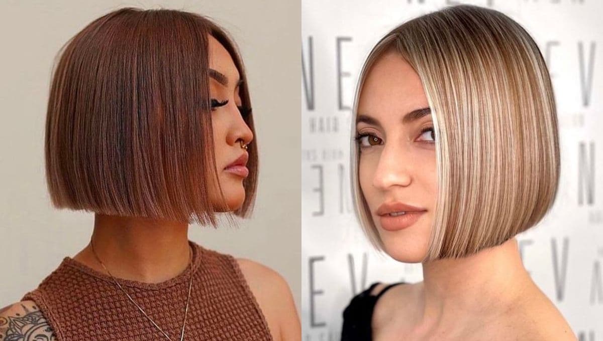 Corte bob geométrico, el mejor para alargar la cara redonda y lucir joven a los 40