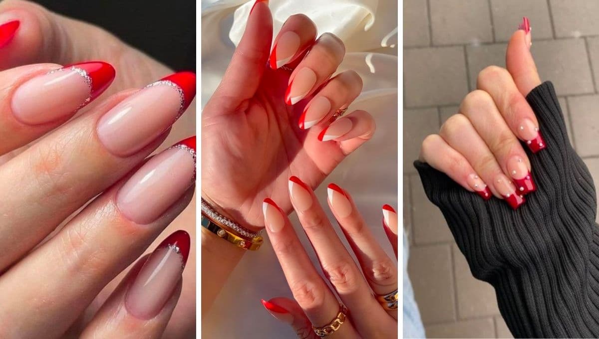 5 diseños de uñas french rojas para iniciar diciembre con la mejor manicura