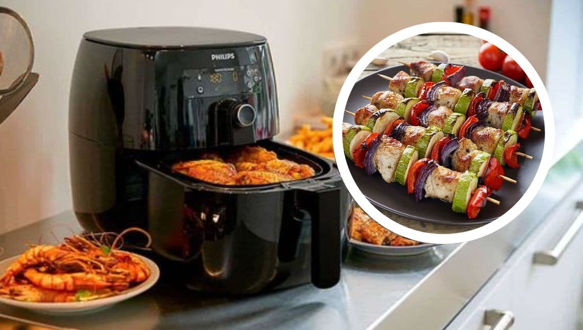 Prepara esta receta de brochetas de pavo hechas en tu freidora de aire