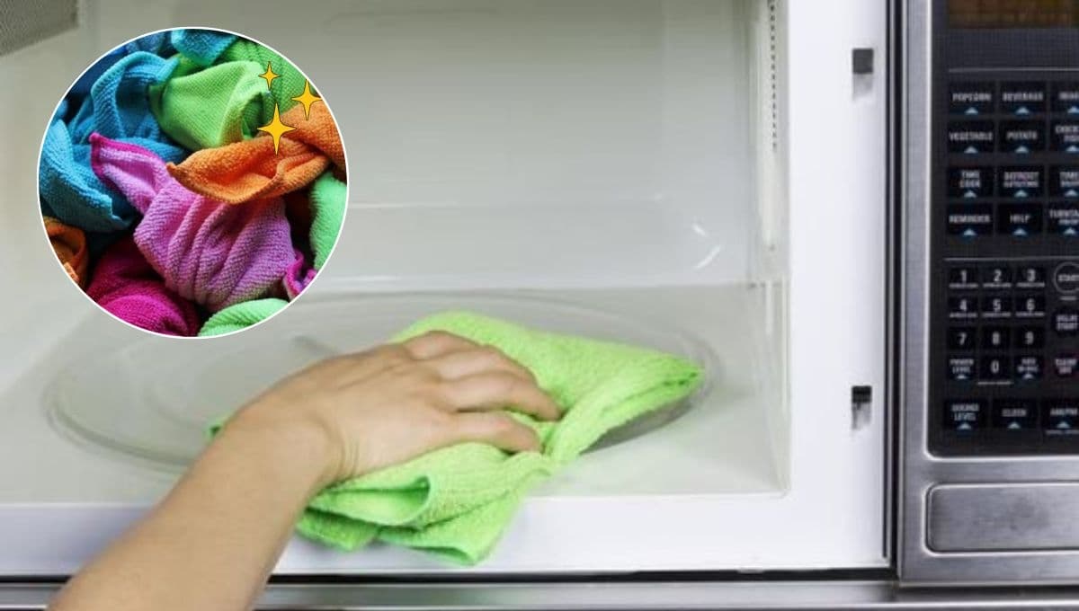 ¿Cómo quitar las manchas de los trapos de cocina en el microondas?