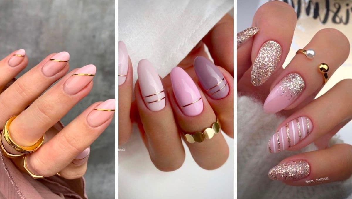 Manicura rosa con dorado: 3 diseños de uñas para lucir manos jóvenes
