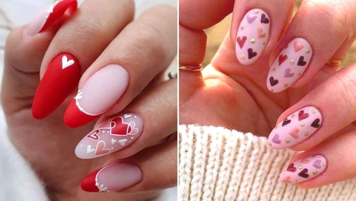 5 diseños de uñas mate con corazones para una cita romántica este 14 de febrero