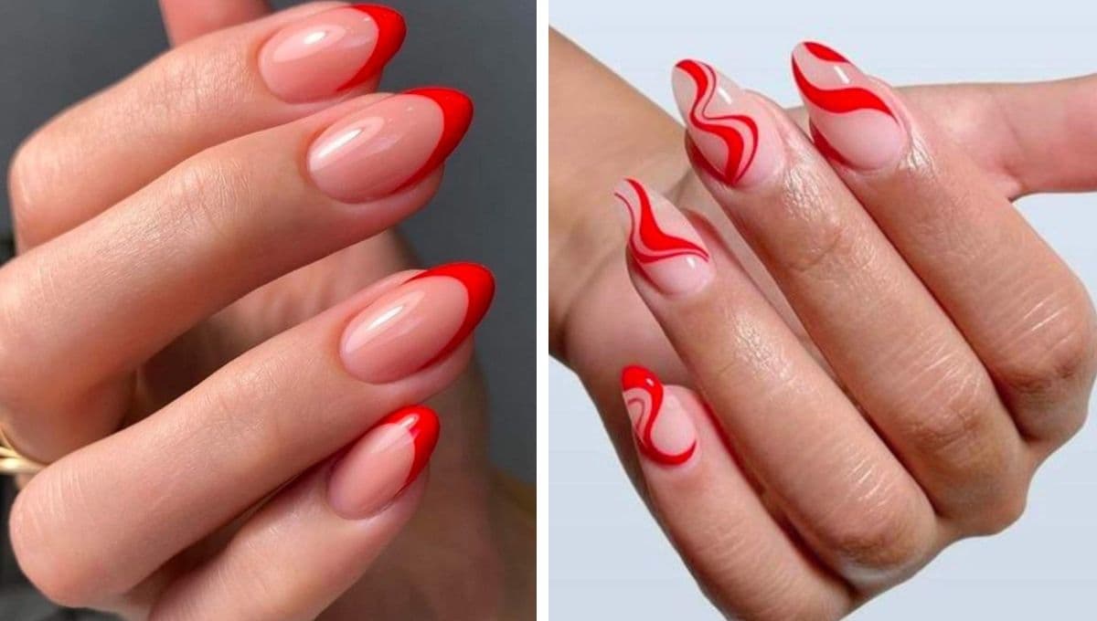 5 diseños de uñas almendradas rojas elegantes