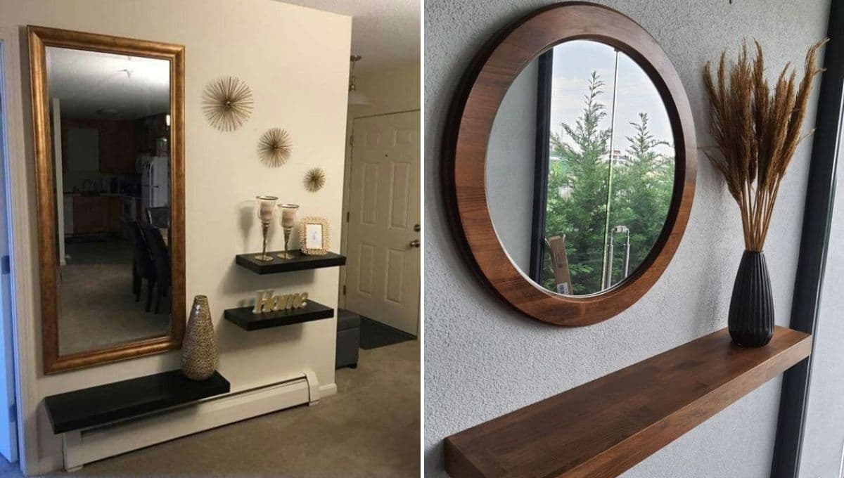 5 ideas para decorar una sala con repisas y espejos