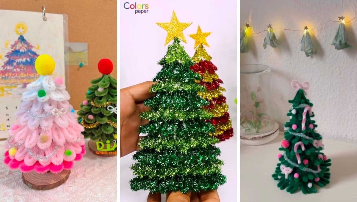 3 ideas de árbol de Navidad con limpiapipas: tutorial