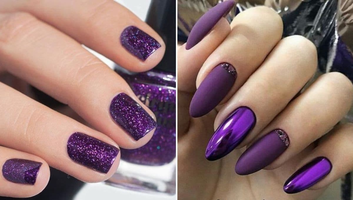 ¿Qué significan las uñas pintadas de morado? 3 diseños de uñas con diferente tono