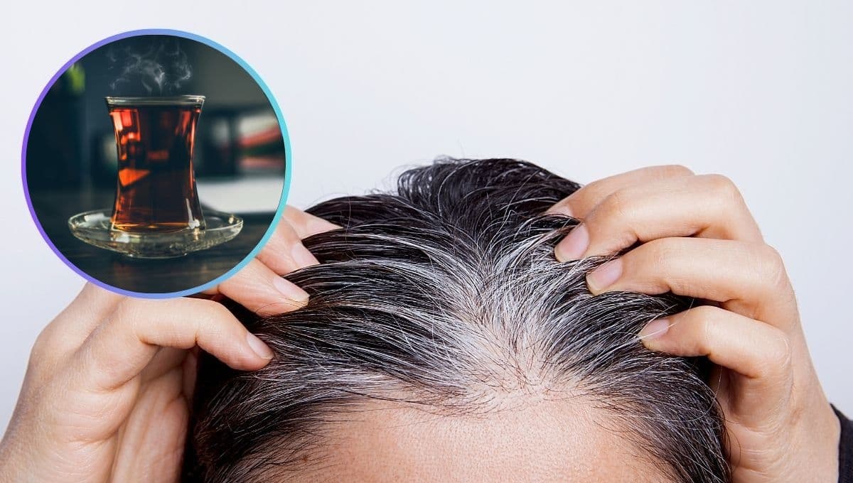 El tinte natural de té negro para pintar la raíz del cabello con canas