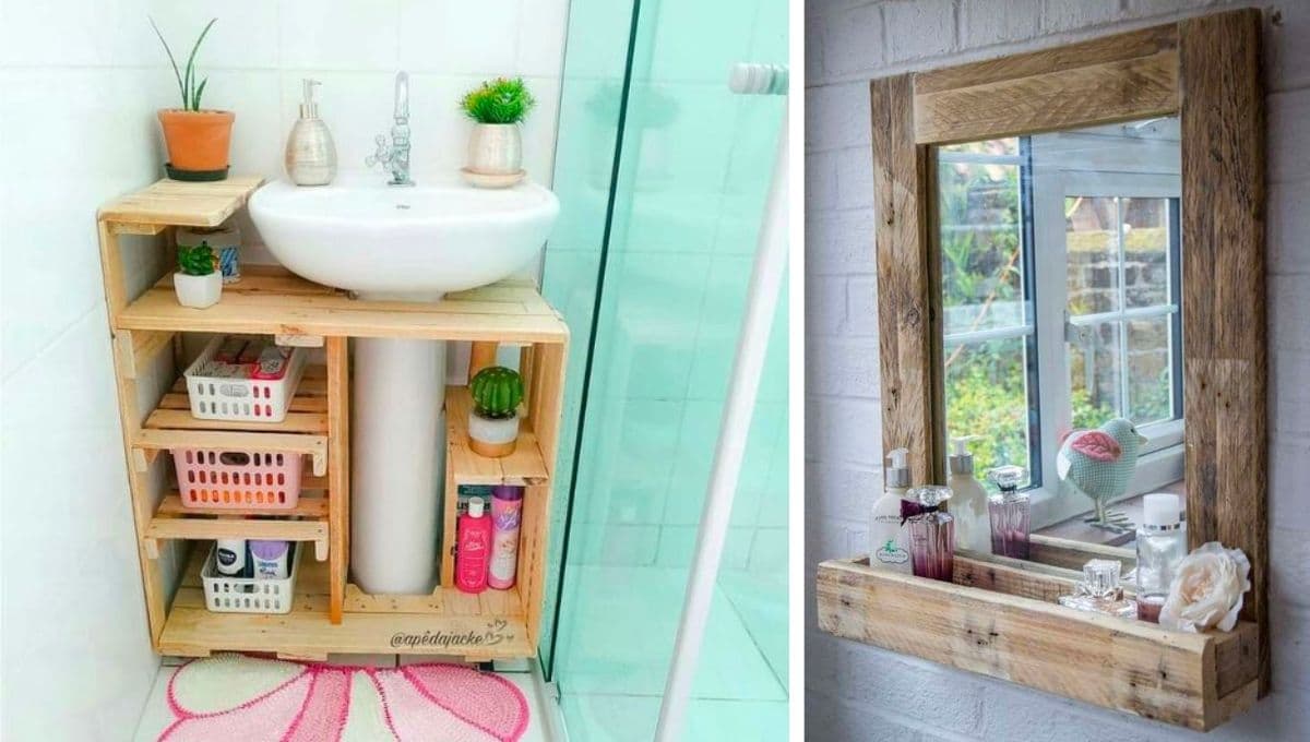 Material reciclado: 4 muebles hechos con palets de madera ideales para el baño