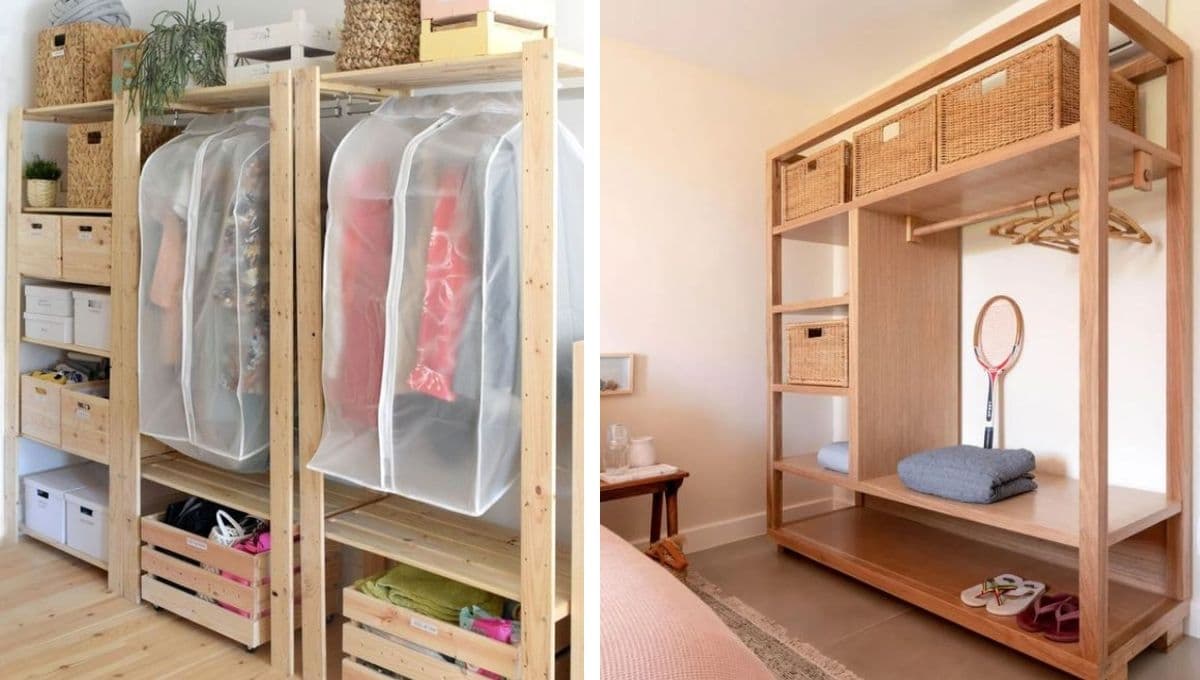 Material reciclado: 5 estilos de roperos de madera hechos con palets para un cuarto pequeño