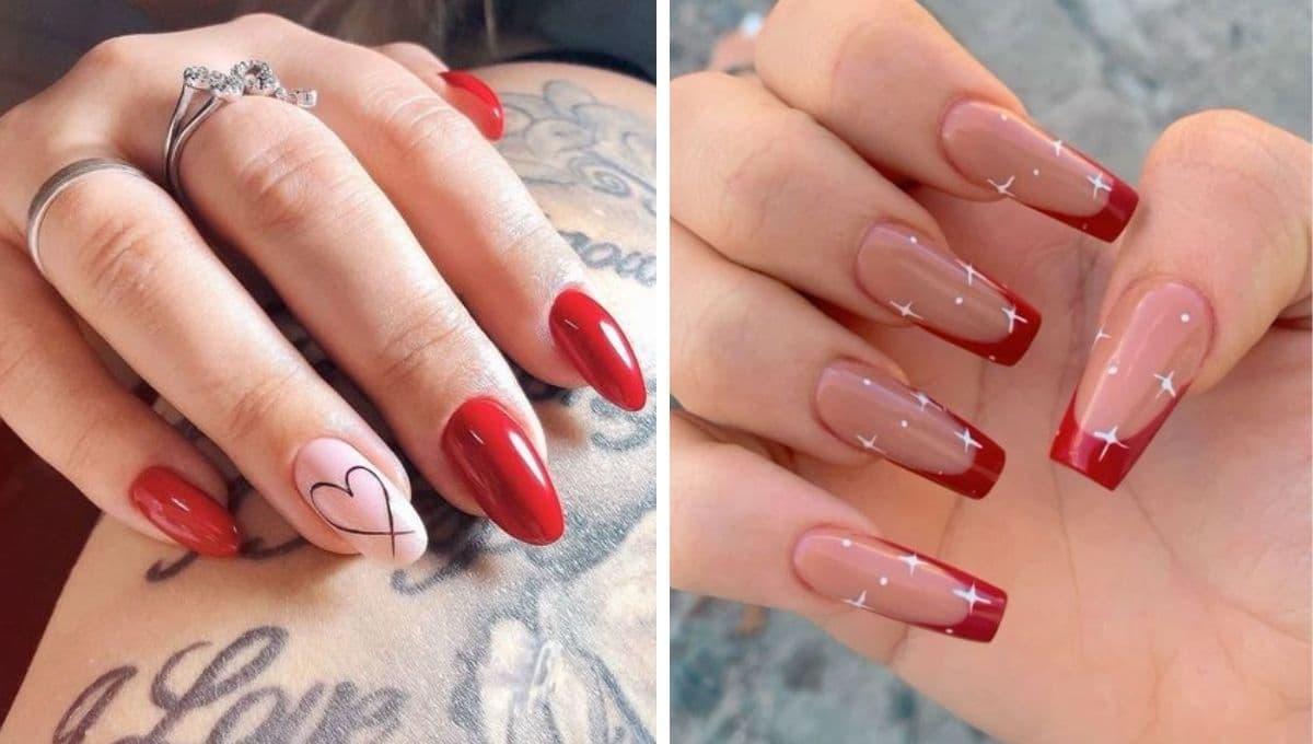 6 diseños de uñas acrílicas en color rojo bonitas y sencillas de hacer