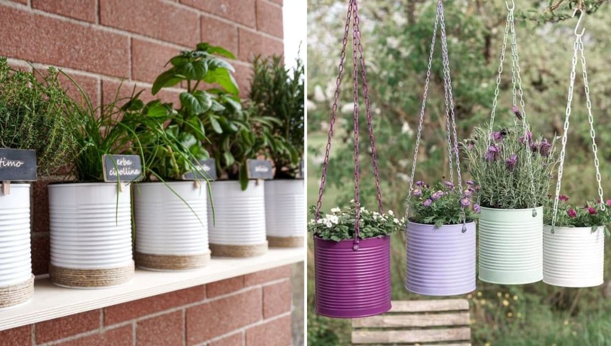 Material reciclado: 4 ideas de macetas con latas para tus plantas