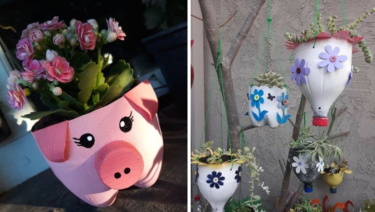 No tires tus botellas de plástico y crea bonitas macetas para tu jardín en casa