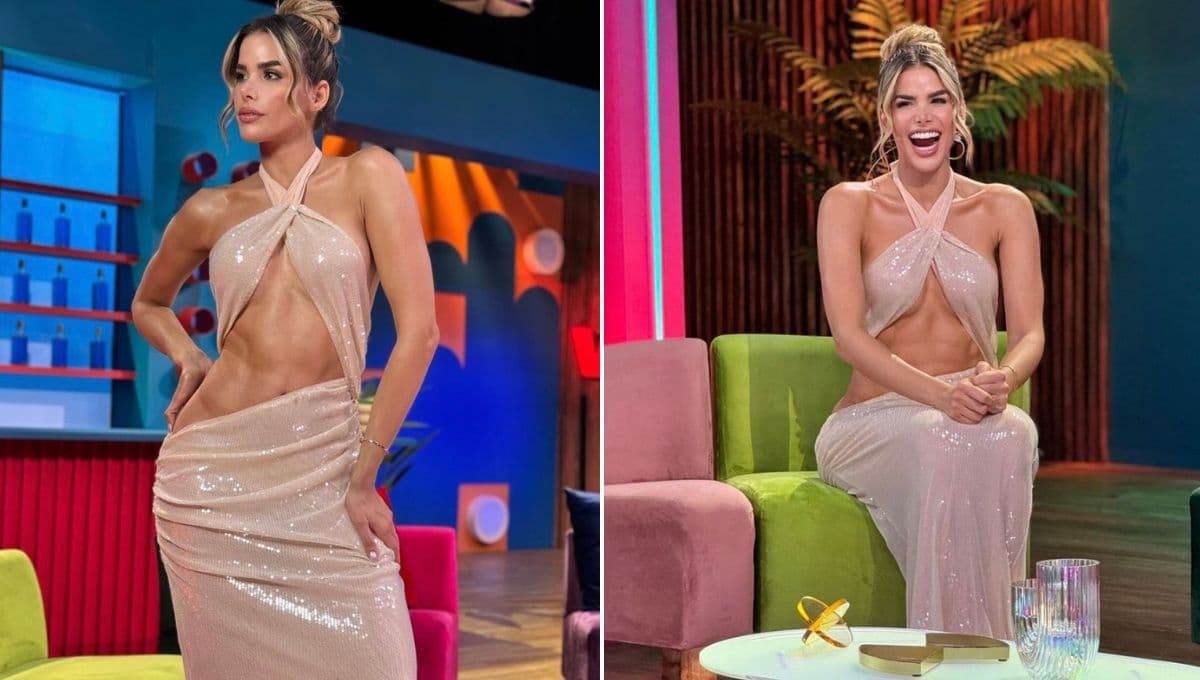 Marie Claire luce su abdomen de acero con vestido abierto en La Casa de los Famosos México