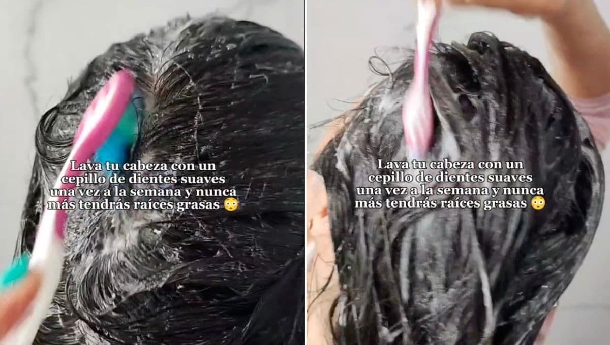 ¿Es bueno lavarte el cabello con un cepillo de dientes? La tendencia que podría arruinar tu cuero cabelludo