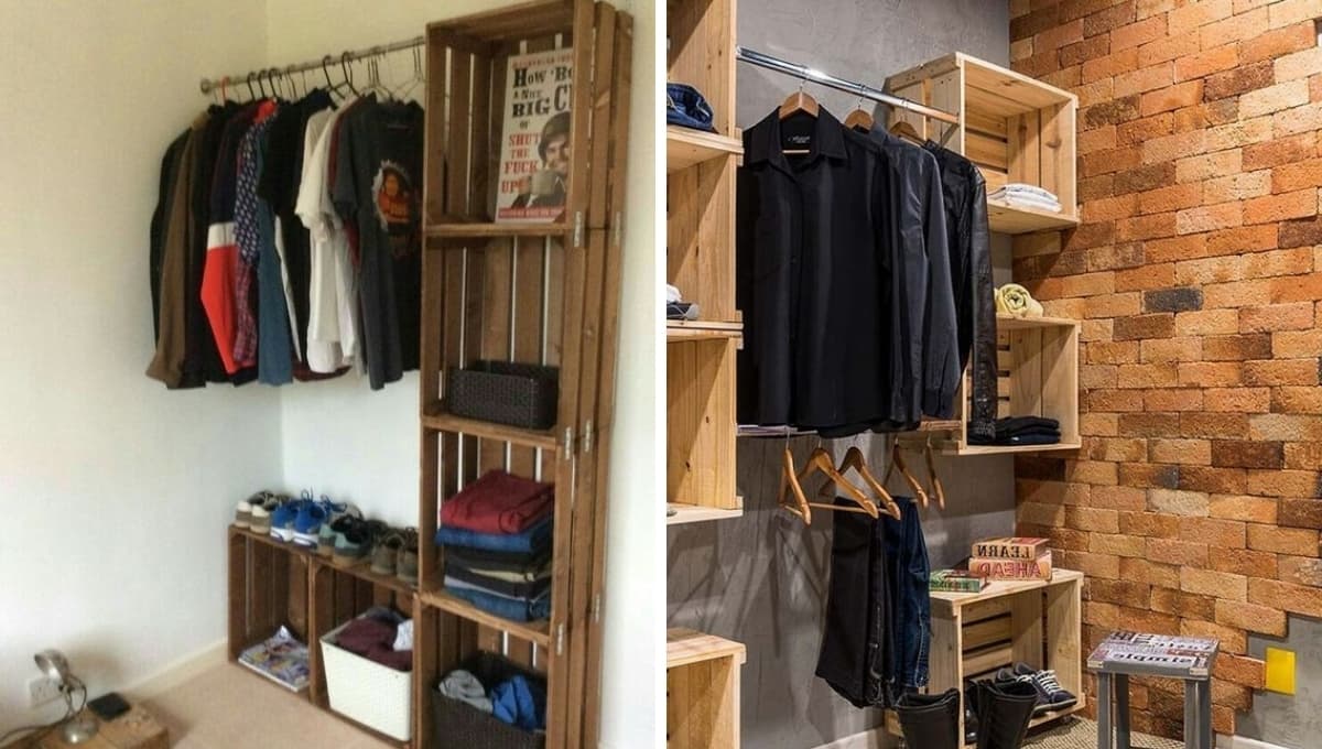 ¿Cómo hacer un clóset con huacales de madera? Ideas sencillas que te encantarán