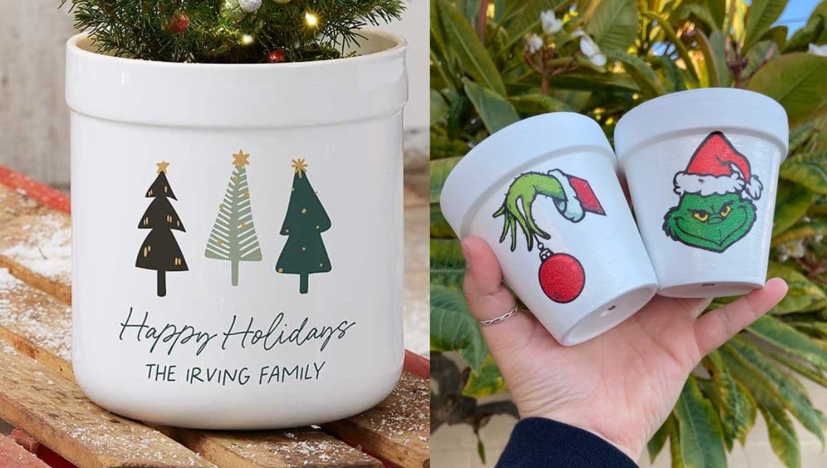 Macetas navideñas: 5 diseños para pintar a mano para tus plantas