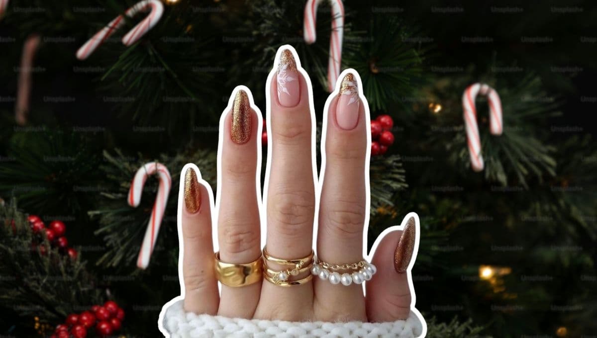7 diseños de uñas doradas para que nadie brille más que tú en navidad