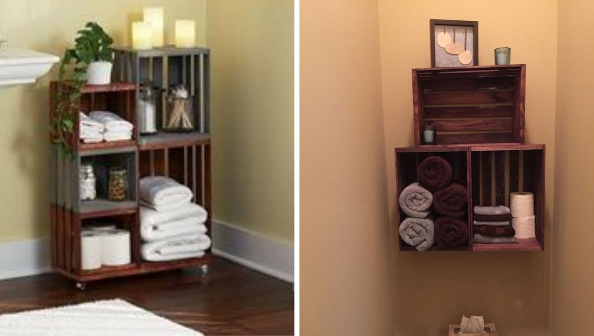 Gabinete para baño de madera: 3 ideas hechas con huacales
